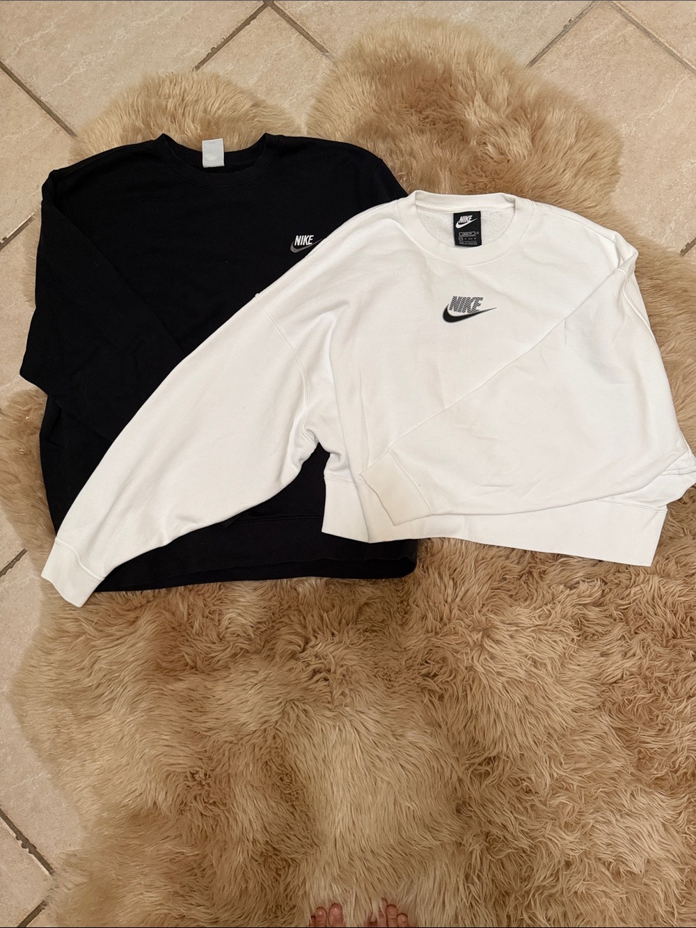 Nike Black and White Swoosh Crewnecks